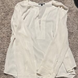 Express Cream Blouse with V-Neck